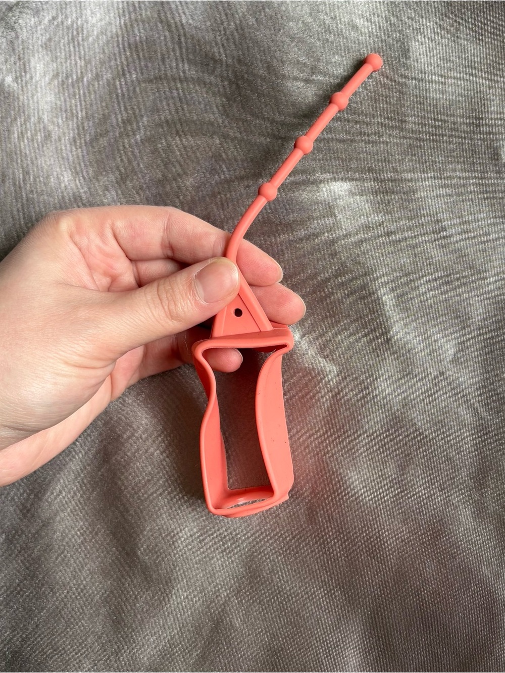 Silicone Hand Sanitizer Holder Strap in Coral Pink